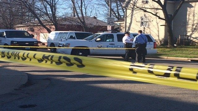 Scene of 3 teens shot in drive-by shooting at bus stop in north St. Louis (Credit: Nick Zervos KMOV)
