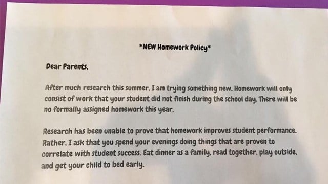 A teacher's new homework policy has gone viral on Reddit. (Credit: Reddit user MonetClaude).