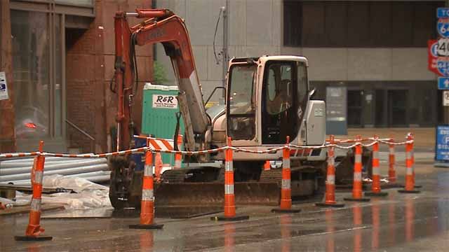 Construction in downtown St. Louis. Credit: KMOV