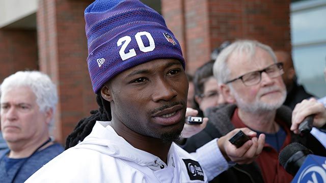 In this April 24, 2018 file photo, New York Giants' Janoris Jenkins speaks to reporters before an NFL football training camp in East Rutherford, N.J. (Credit: AP Photo / Seth Wenig, File)