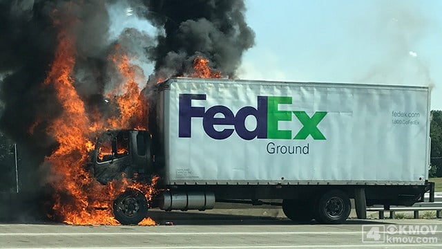 FedEx truck fire closes lanes of Highway 40 - KMOV.com