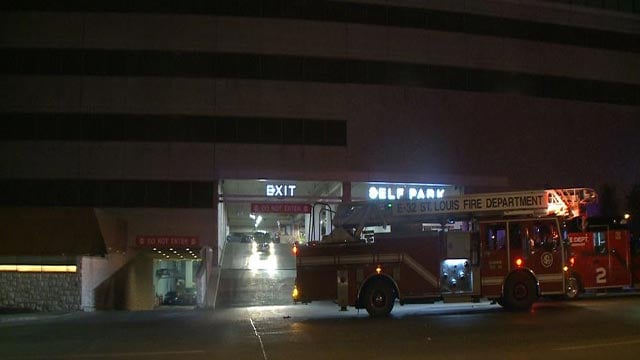 Emergency crews assisting a stabbing victim at Lumiere Place Casino and Hotel (Credit: KMOV)